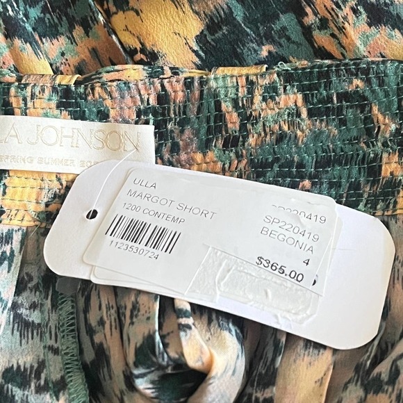 Ulla Johnson NWT 100% Silk Belted Pleated Floral Abstract Margot Shorts Size 4 - Picture 7 of 9